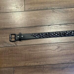 Black and white studded leather belt‎ goth scene emo style size 36